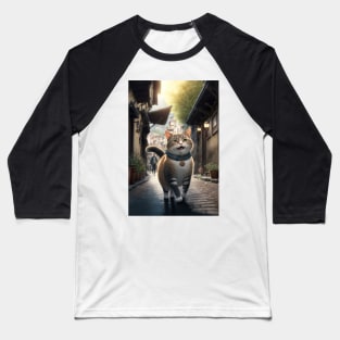 Happy cat walking on the street Baseball T-Shirt